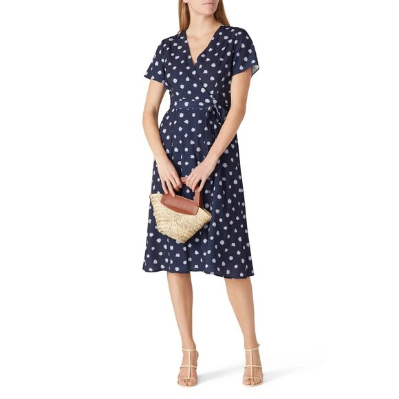 Slate & Willow Blue & Pink Floral Wrap Maxi Dress Size S Designer Women’s Style - Picture 6 of 11